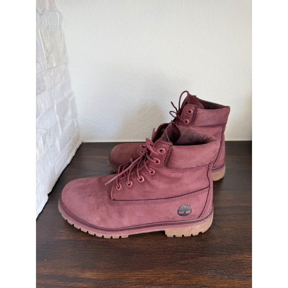 Timberland 6 Inch Premium Waterproof Boots Burgundy Nubuck Mens 7